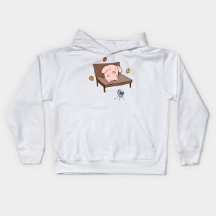 Sad Park Bench Pig Kids Hoodie